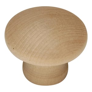 Natural Woodcraft Collection 1-1/4 in. Dia Unfinished Wood Finish Cabinet Knob (2-Pack)