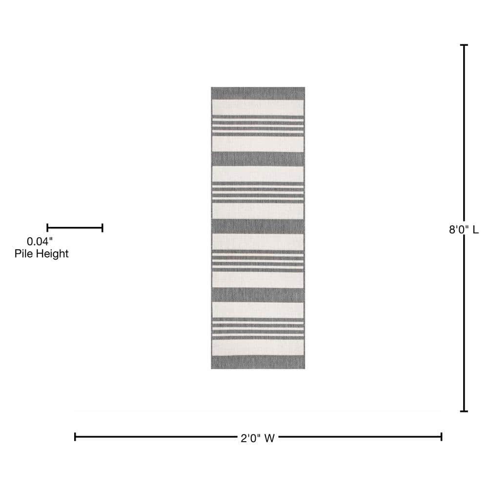 Beige Stripe Easy-Care Synthetic 2' x 8' Runner Rug