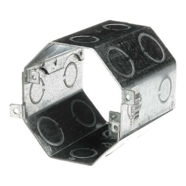 Steel City Octagon Concrete Box, 47 cu. in., 4 in. Dia x 4 in. D, 1/2 in. and 3/4 in. Knockouts (54571 1/2 3/4)