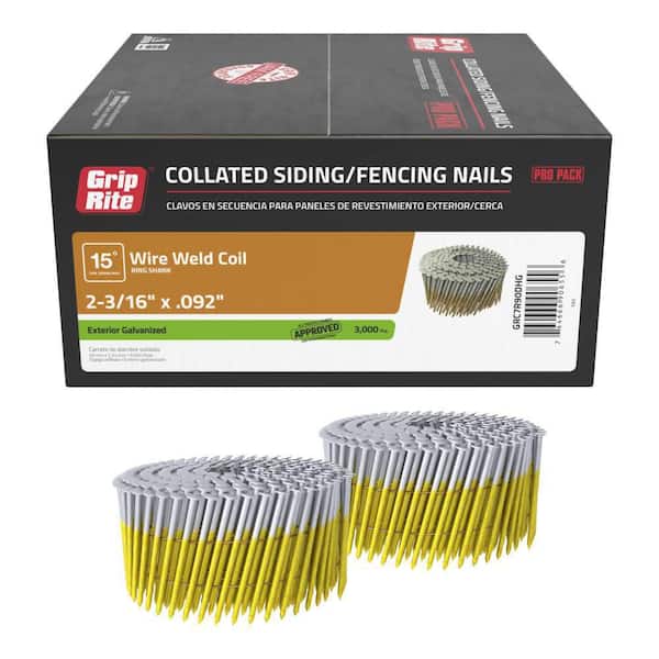 Lot De 3600 Clous à Bardage 1-1/2'' X 0.092'' - 15° Tête Ronde - Pour Cloueuse à Air