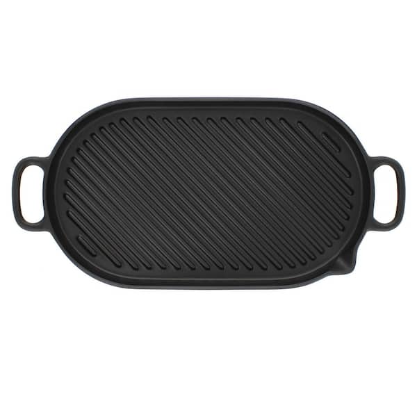 Chasseur French Enameled 14 in. Rectangular Cast Iron Griddle in Caviar Grey  CI_3352C_CI_165 - The Home Depot
