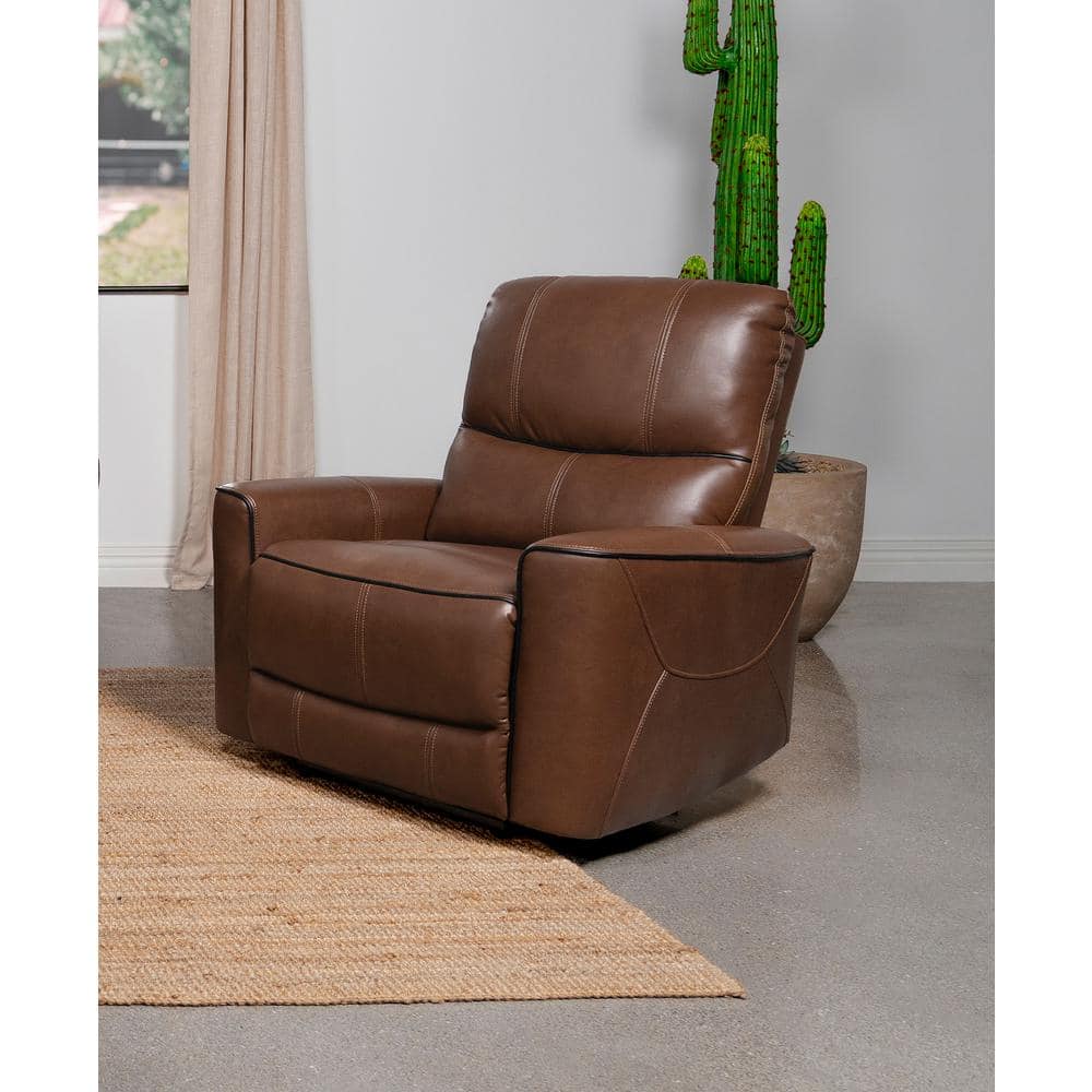 Dark Brown Faux Leather Power Recliner Chair