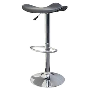 Classic Essential 23.25 in. Black Vinyl, Backless, Chrome, Adjustable Height Bar Stool