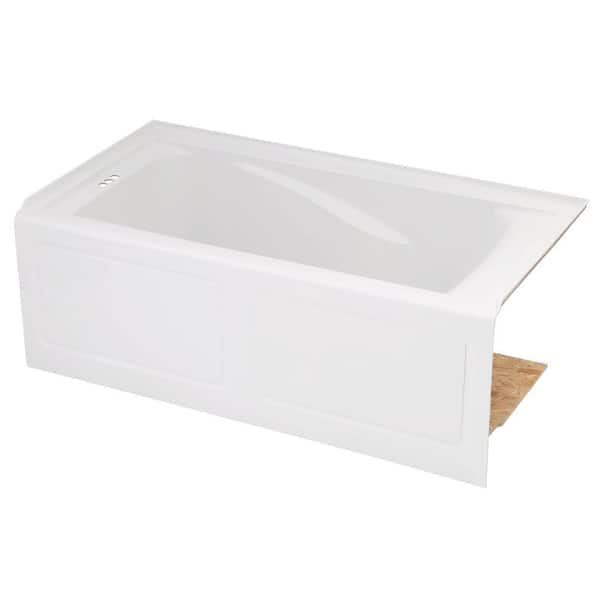 EverClean 60 in. x 32 in. Left Drain Soaking Tub in White