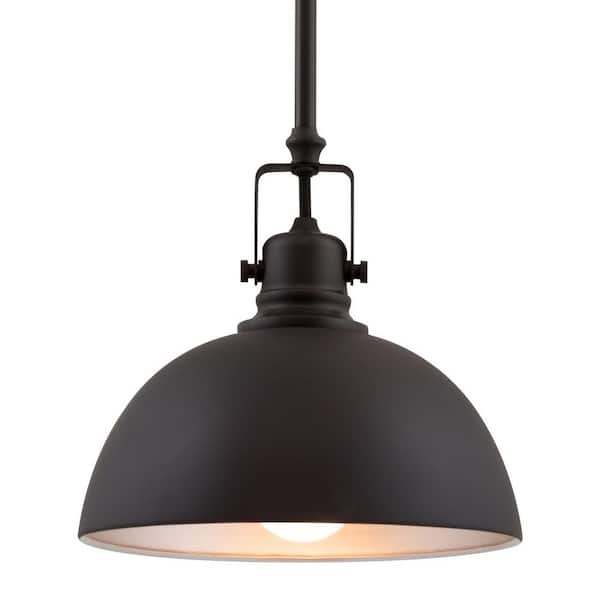 Kira Home Belle 60-Watt 1-Light Oil-rubbed Bronze Contemporary Pendant Light with Oil Rubbed Bronze Shade, No Bulb Included