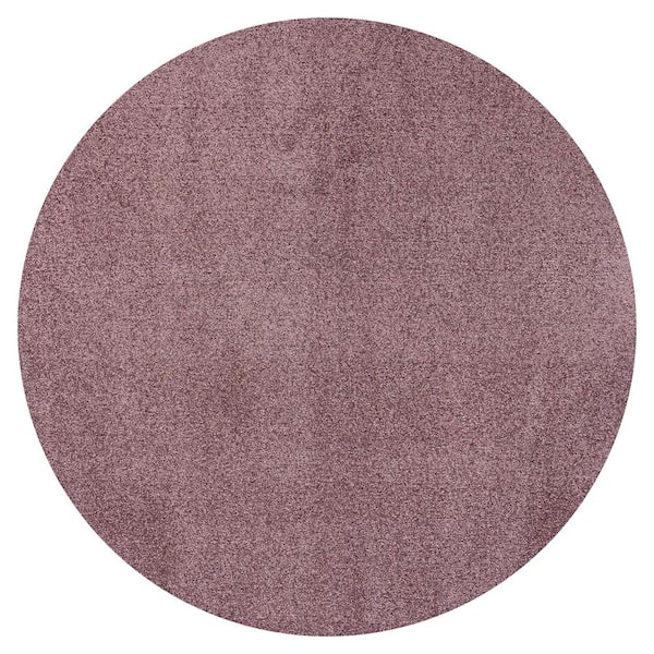 Haze Solid Low-Pile Light Purple 4 ft. Round Area Rug