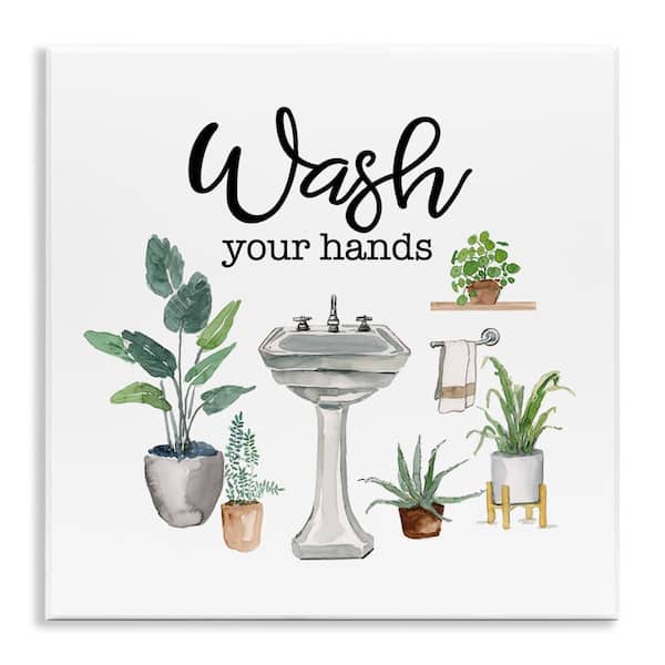 Stupell Industries Hygiene Phrase with Plants by Masey St. Studios Unframed Typography Graphic Art Print 12 in. x 12 in.