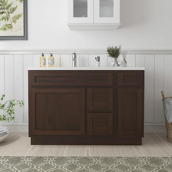 Vanity Art 48 in. W x 21 in. D x 32.5 in. H Bath Vanity Cabinet without Top in Brown