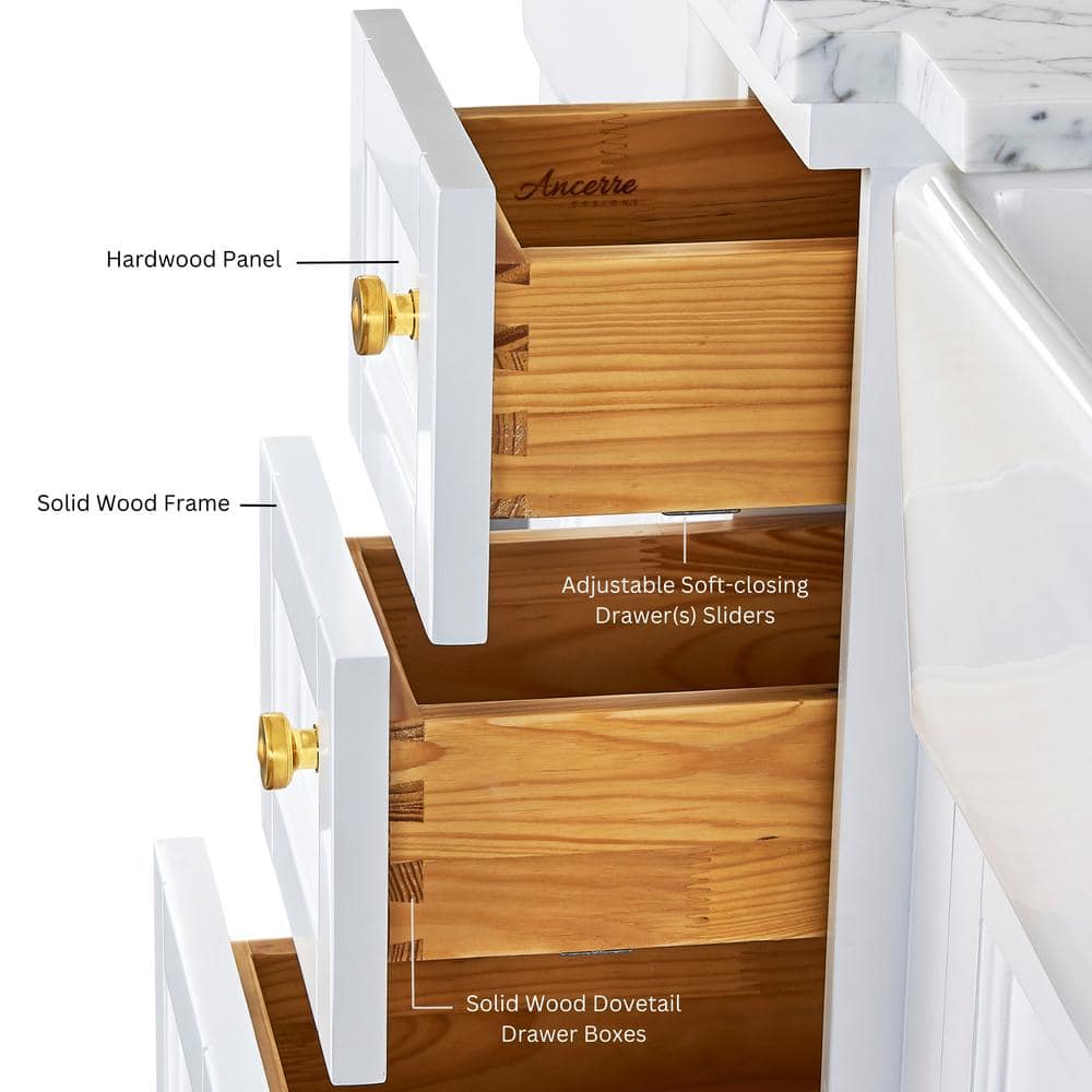 Adeline 60'' White Double Farmhouse Wood Vanity