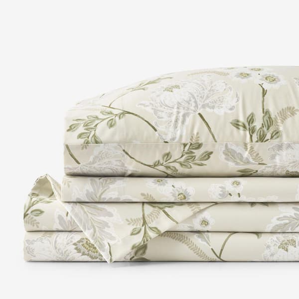 Legends Hotel Tranquil Blossom Wrinkle-Free Sateen Antique Beige King Sheet Set