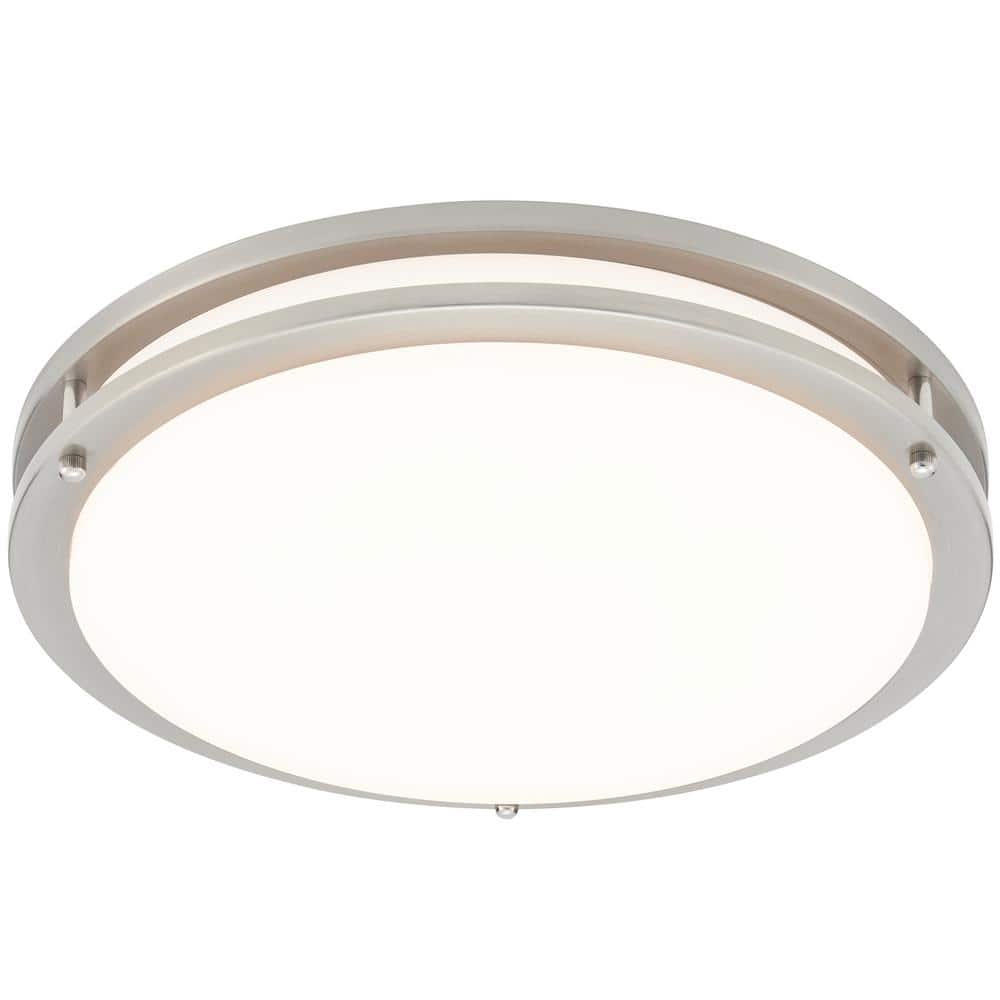 14-Inch Satin Nickel LED Round Flush Mount Ceiling Light with Motion Sensor
