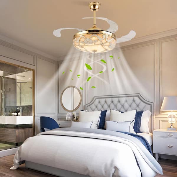 OUKANING Indoor Gold Modern 6-Speed 42 in. Retractable