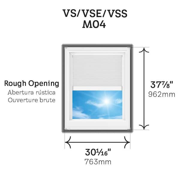 30-1/16 in. x 37-7/8 in. Solar Powered Venting Deck Mount Skylight w/ Laminated LowE3 Glass, White Room Darkening Shade