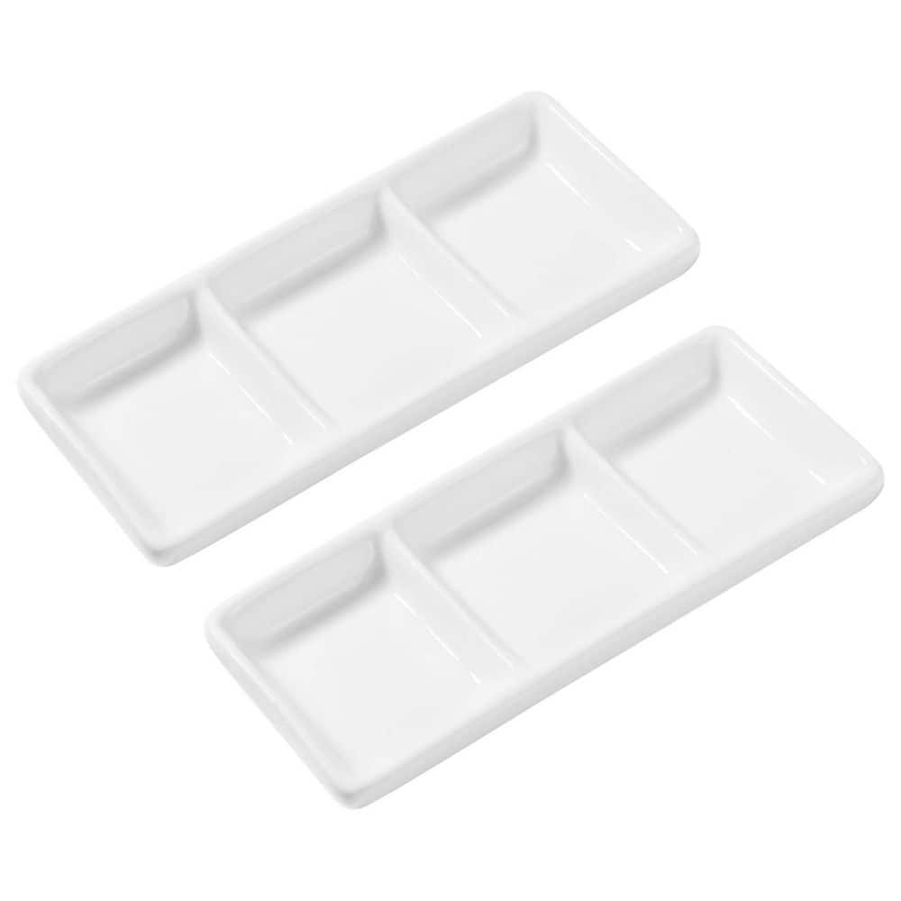 6 in. 3-Compartment White Ceramic Divided Sauce Dish, Mini Rectangular Appetizer Tray for Dips, Unit price history on PriceWatchPro