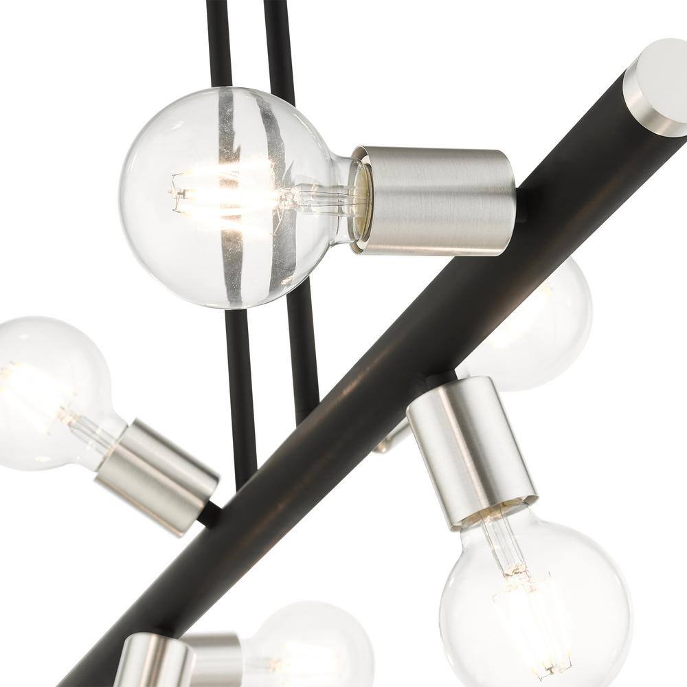 Bannister 6-Light Black and Nickel Linear Chandelier