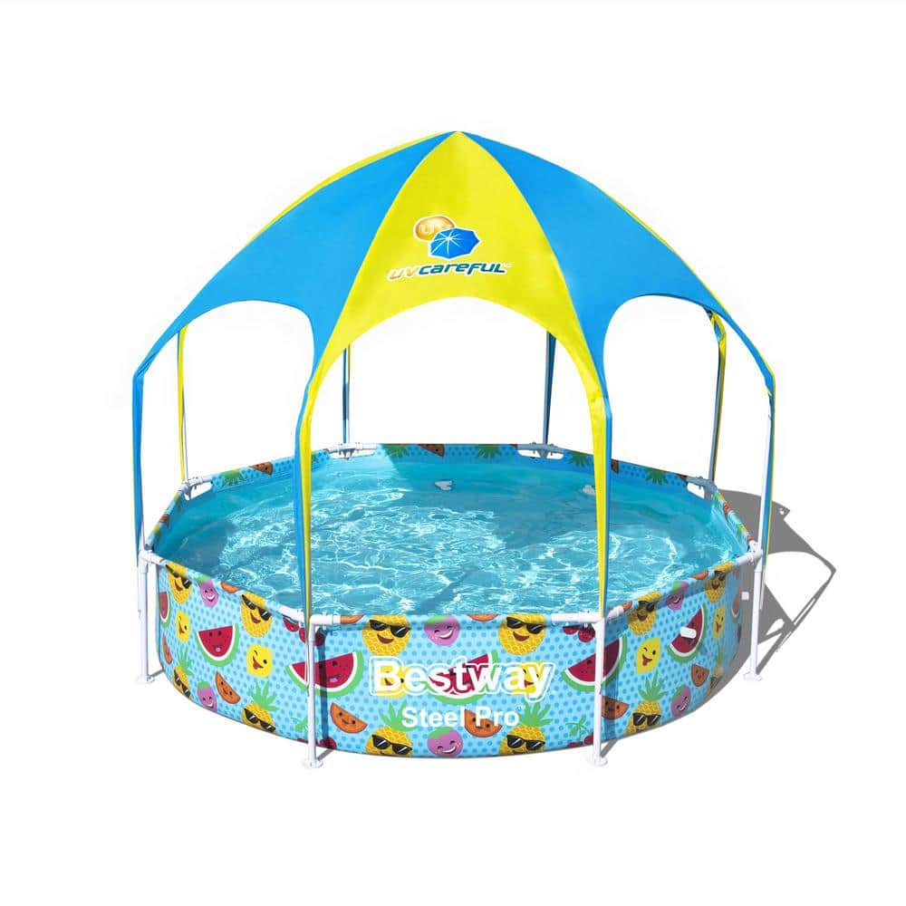 UPC 821808144907 product image for 8 ft. x 8 ft. Round 20 in. Deep Above Ground Kiddie Pool with Shaded Canopy | upcitemdb.com