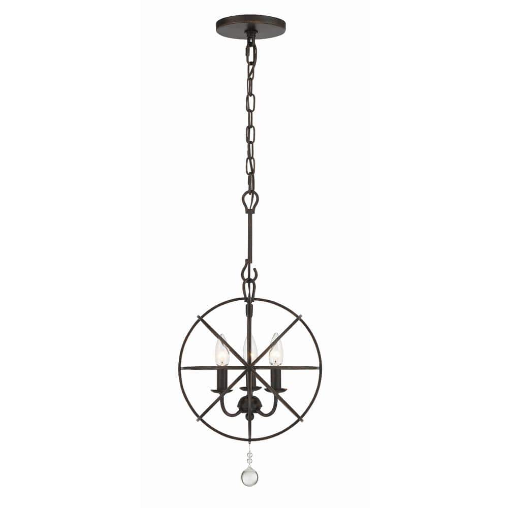 English Bronze Mini Chandelier with Clear Glass Beads