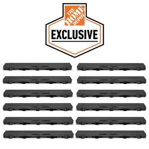 Deep Series 39.4 in. L x 5.4 in. W x 5.4 in. D Trench and Channel Drain Kit with Black Grates (12 Pack: 39.4 ft)