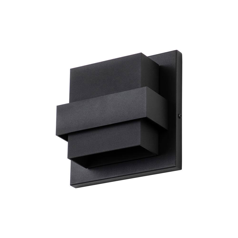Tiered Matte Black Aluminum LED Outdoor Wall Sconce