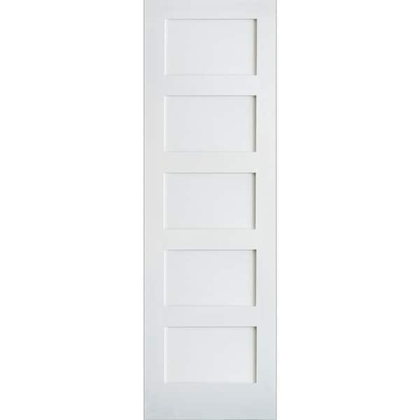 Krosswood Doors 30 in. x 96 in. Shaker 5-Panel Primed Solid Core MDF Interior Door Slab