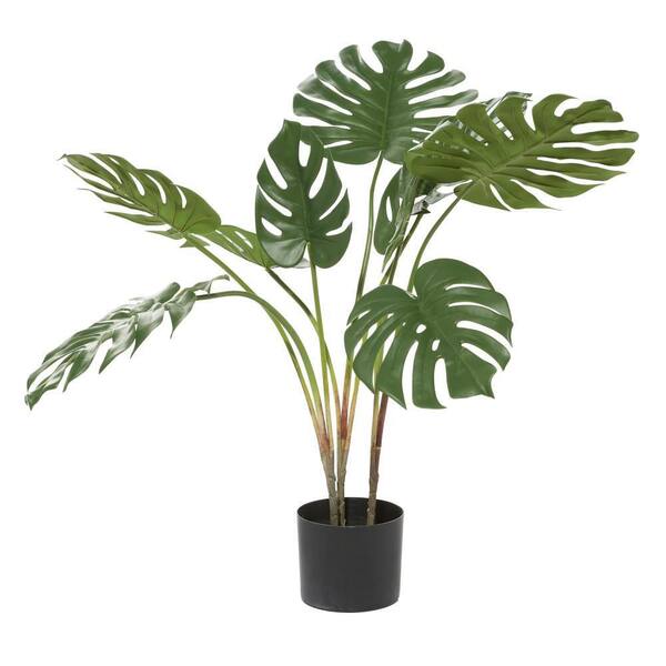 Litton Lane 29 in. H Monstera Artificial Plant with Realistic Leaves and Black Plastic Pot