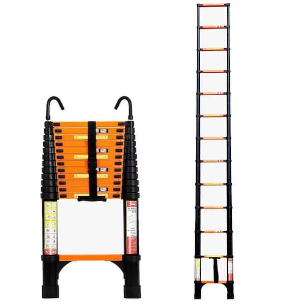 12.5 ft. Aluminum Extension Ladder with 360° Rotatable Stabilizer Bar and Non-slip Feet for Home, Outdoor, 330 lbs.