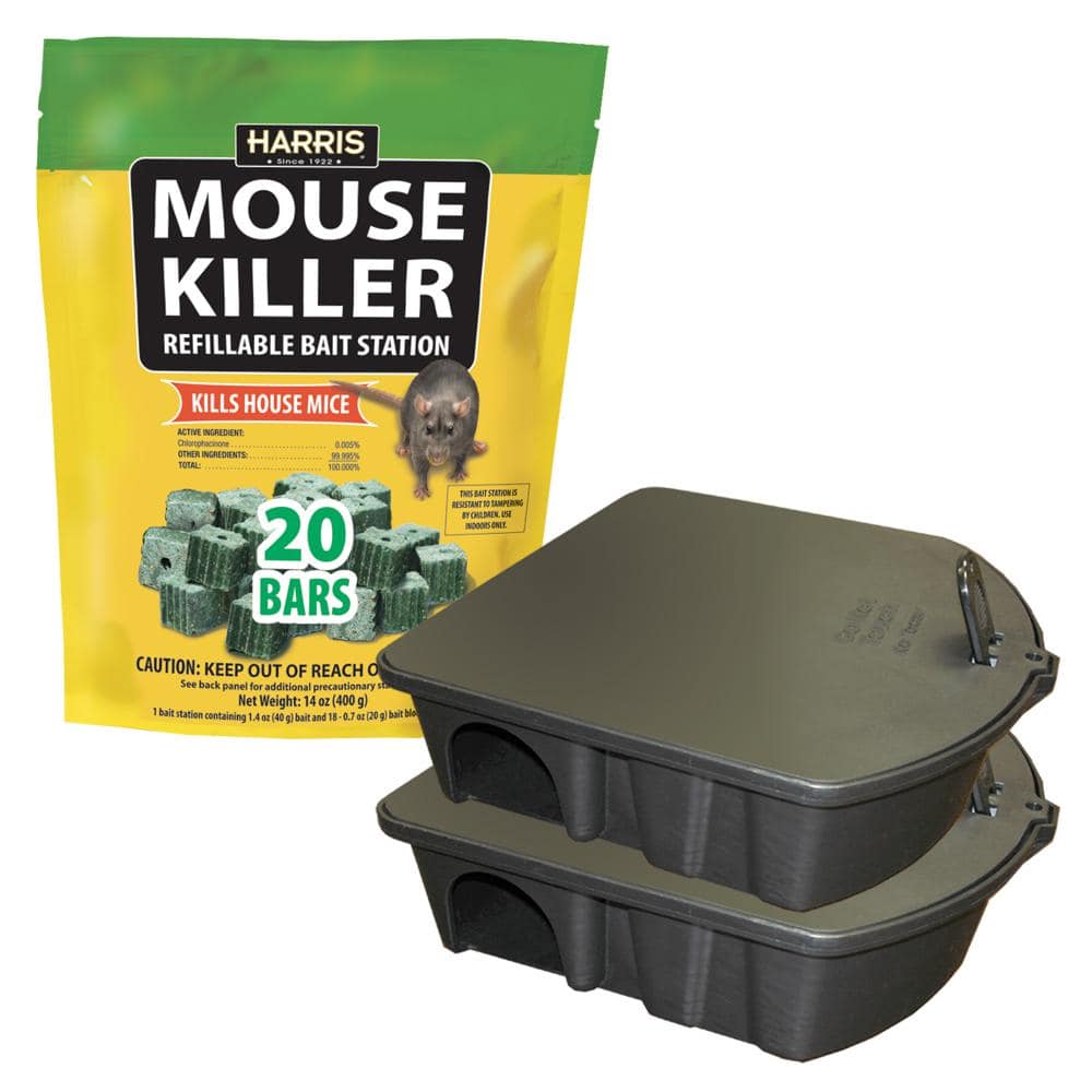 Harris Mouse Killer Bars and Locking Rat and Mouse Refillable Bait Station Value Pack