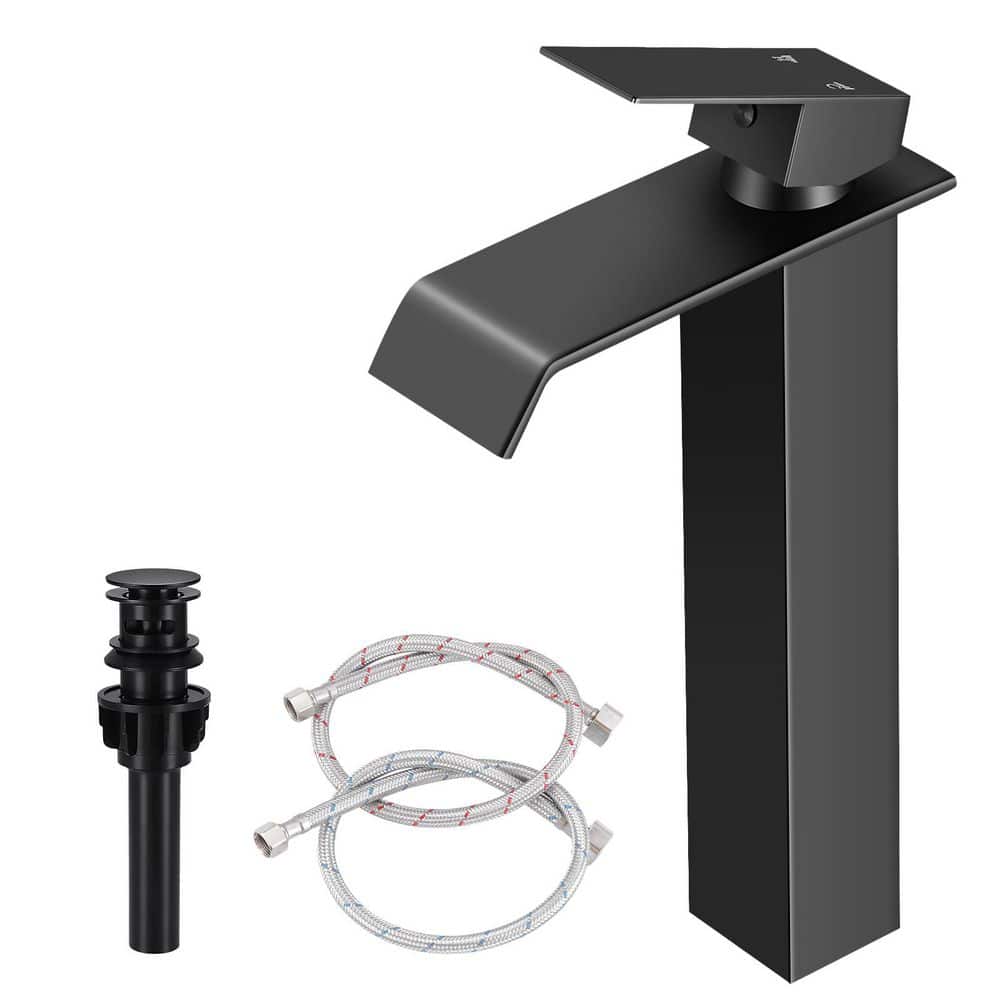 Waterfall Single Handle Vessel Sink Faucet with Pop-Up Drain in Matte Black price history on PriceWatchPro