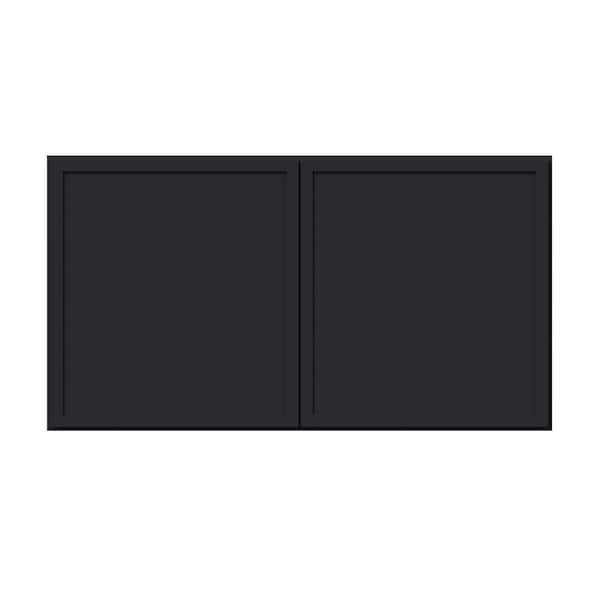 33 in. W x 12 in. D x 18 in. H RTA Solid Wood Frame Shaker Short Wall Kitchen Cabinet in Ebony Black