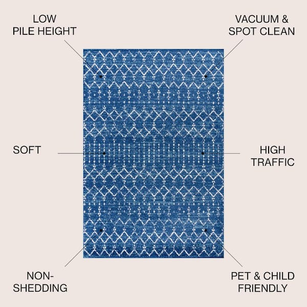 JONATHAN Y Moroccan Hype Boho Vintage Diamond Blue/White 8 ft. x