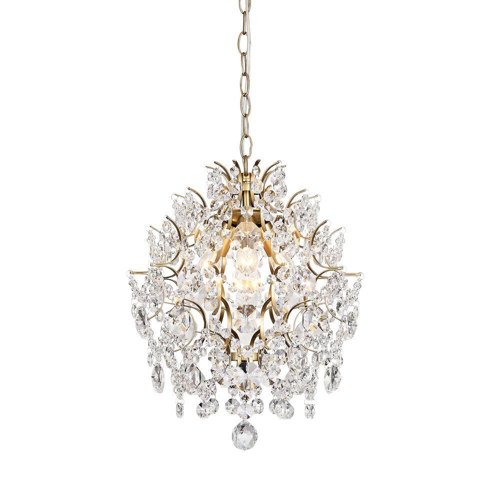 Daisy 16 in. Wide Indoor 3-Light Brushed Brass Crystal Chandelier price history on PriceWatchPro
