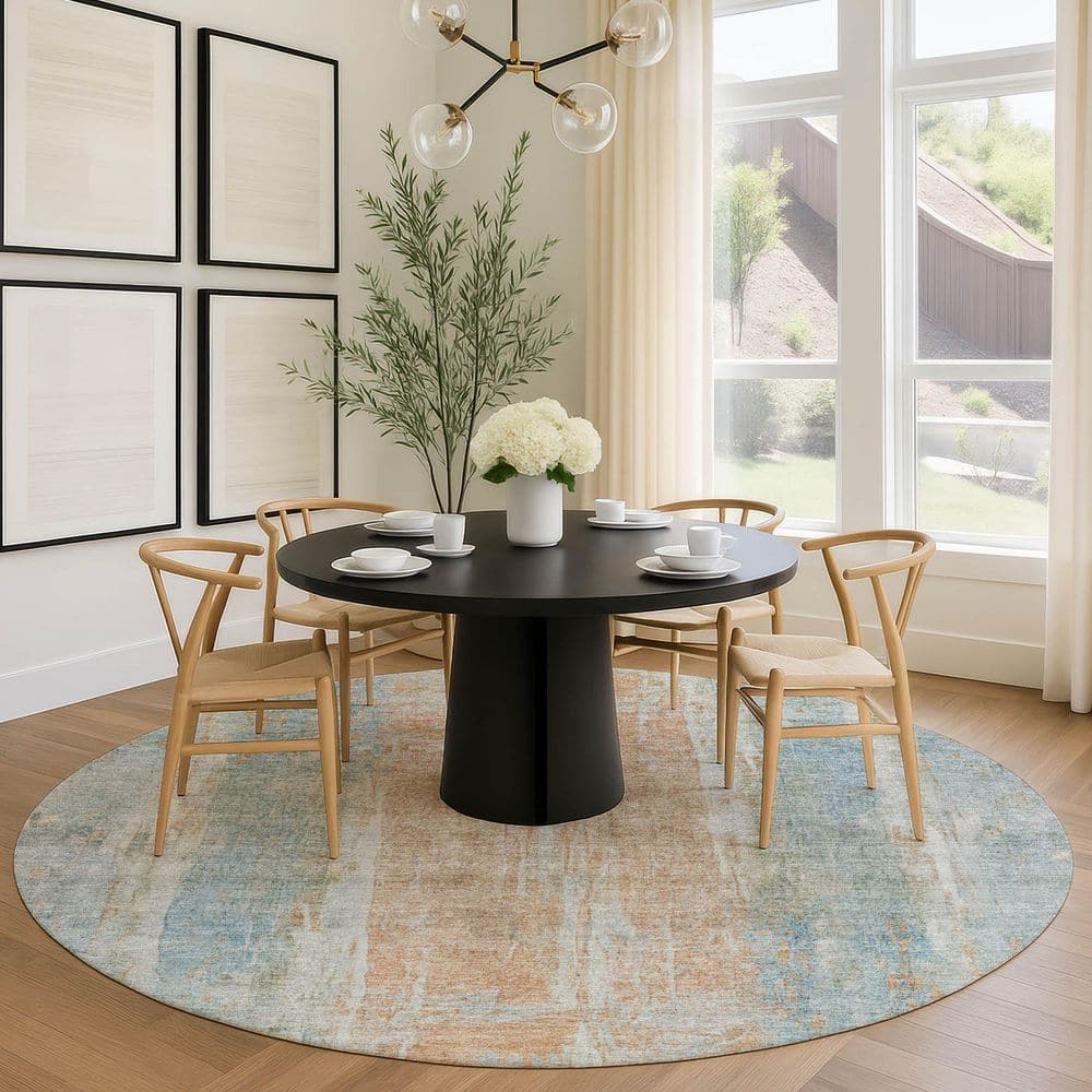 Chantille Machine Washable Indoor/Outdoor Abstract ACN2309 Sky 8 ft. x 8 ft. Round Rug price history on PriceWatchPro