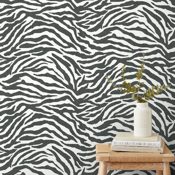 Shoshana Black Modern Zebra Wallpaper