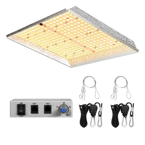 YANSUN 14 in. 1000-Watt Gray Dimmable Full Spectrum LED Grow Light Daylight with Daisy Chain, MeanWell Driver