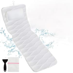 Full Body Bath Pillow for Tub with Mesh Washing Bag, 21 Non-Slip Suction Cups, 5D Air Mesh and Quick Drying in White