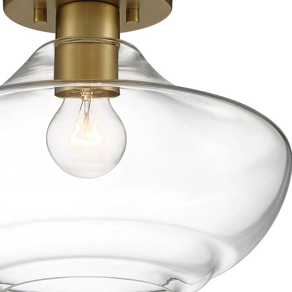 Emma 12" Gold and Glass Semi-Flush Mount Ceiling Light
