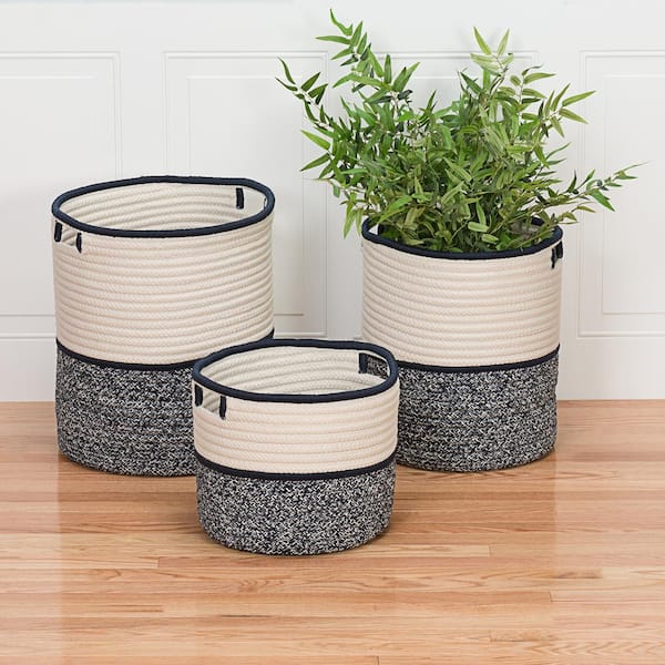 Colonial Mills Jaydon 10 in. x 10 in. x 12 in. Blue Round Polypropylene Braided Basket