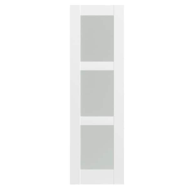 TENONER 24 in. x 80 in. MDF, Painted, 3 Lite, Frosted Glass, White Pantry Door Panels, Single Interior Door Slab Without Hinges
