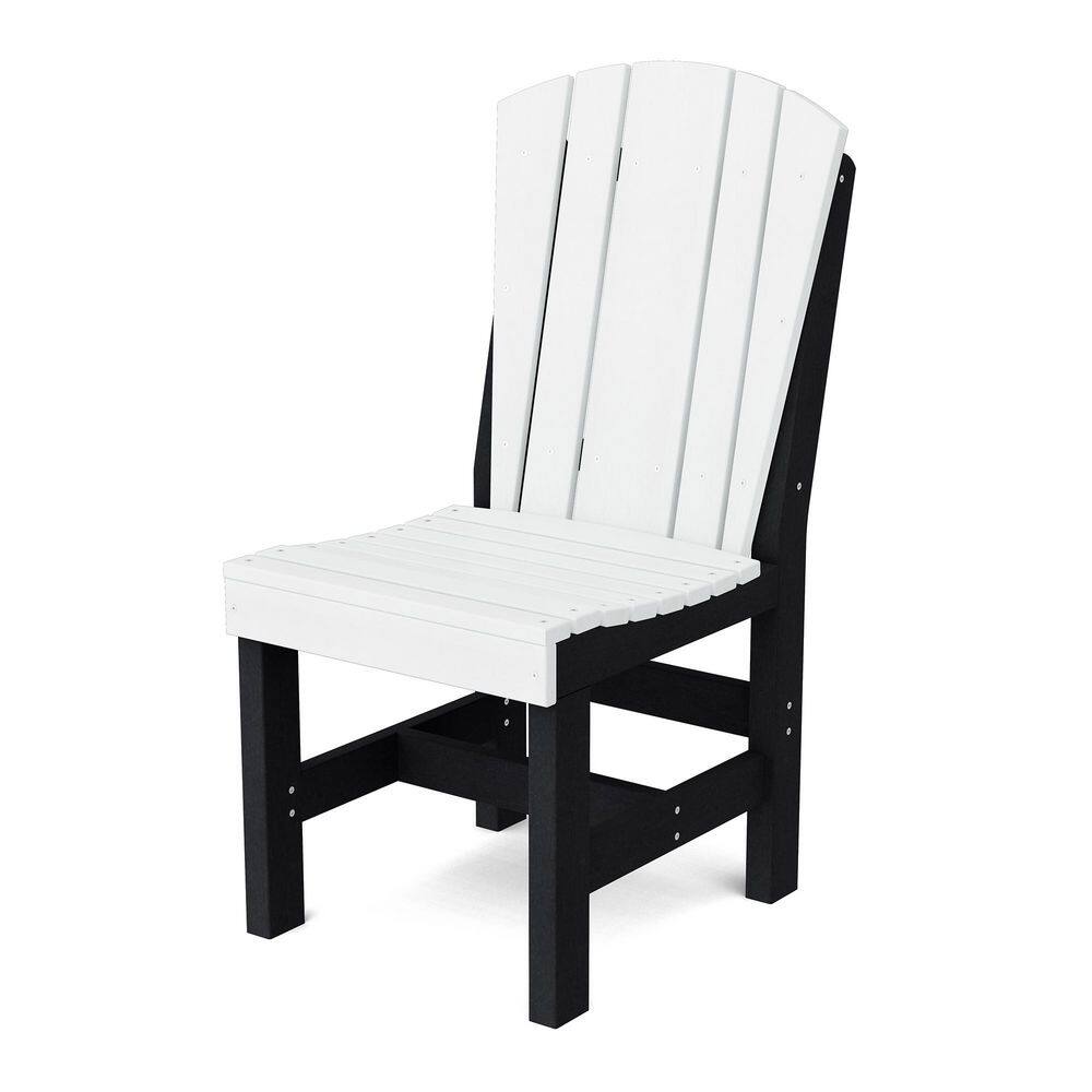 White and black HDPE plastic outdoor side chair