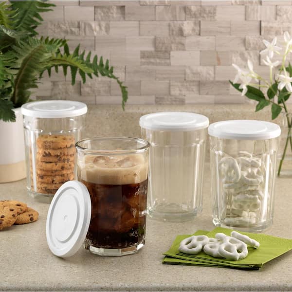 Luminarc Working 21 oz. Glass Storage Jar and Cooler with White Lid (Set of  4) N7594 - The Home Depot