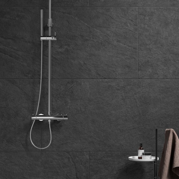 Corso Italia Slate Black Matte 24 in. x 48 in. Stone Look