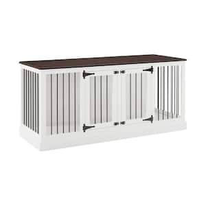 Winslow 65 in. White Standard Rectangle Wood Top Credenza with Pet Storage