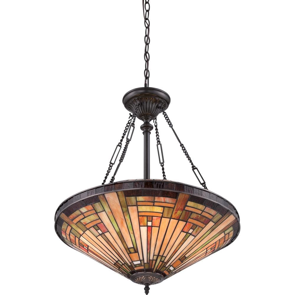 Stephen Vintage Bronze and Glass 4-Light Pendant
