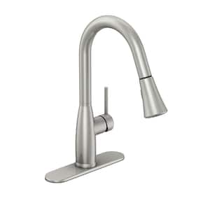 Cartway Single-Handle Pull-Down Sprayer Kitchen Faucet in Brushed Nickel