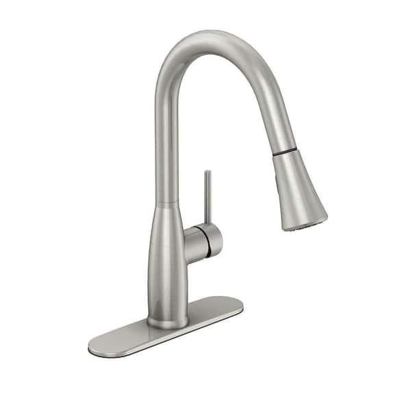 PRIVATE BRAND UNBRANDED Cartway Single-Handle Pull-Down Sprayer Kitchen Faucet in Brushed Nickel