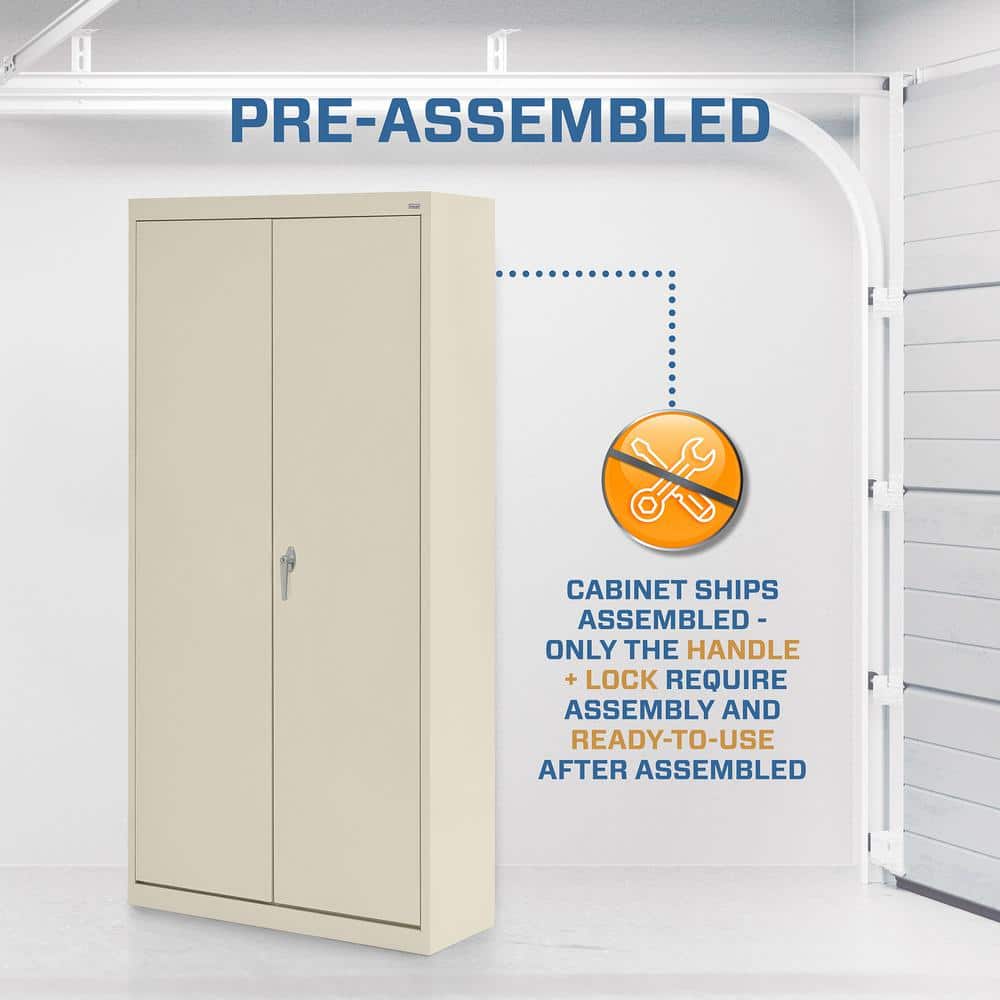 Putty Steel Freestanding Lockable Office Cabinet with Adjustable Shelving