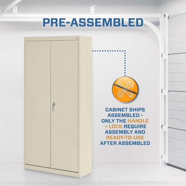 Value Line Series  30 in. W x 72 in. H x 18 in. D 24-Gauge 4-Shelf Freestanding Garage Storage Cabinet in Putty