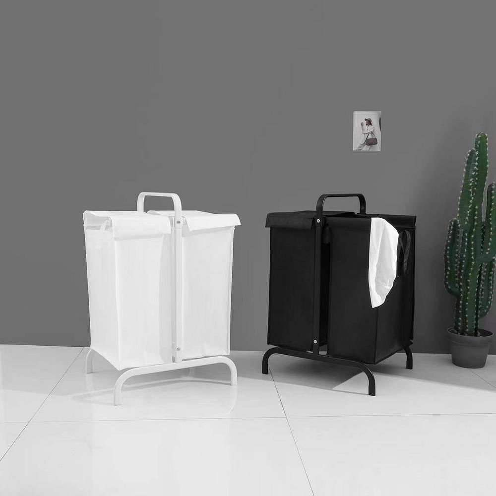 White 110L Waterproof Oxford Cloth 2-Tier Laundry Hamper with Lid