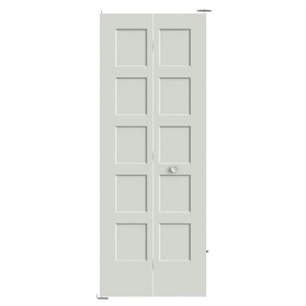 Masonite 30 in. x 80 in. 5-Panel Bayshore Hollow Core Ultra-Pure White Molded Composite Bi-Fold Door