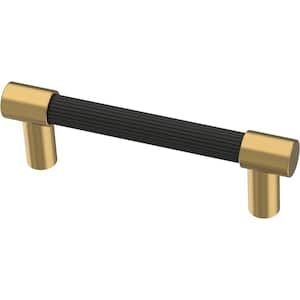 Fluted 3 in. (76 mm) Matte Black and Modern Gold Cabinet Drawer Bar Pull